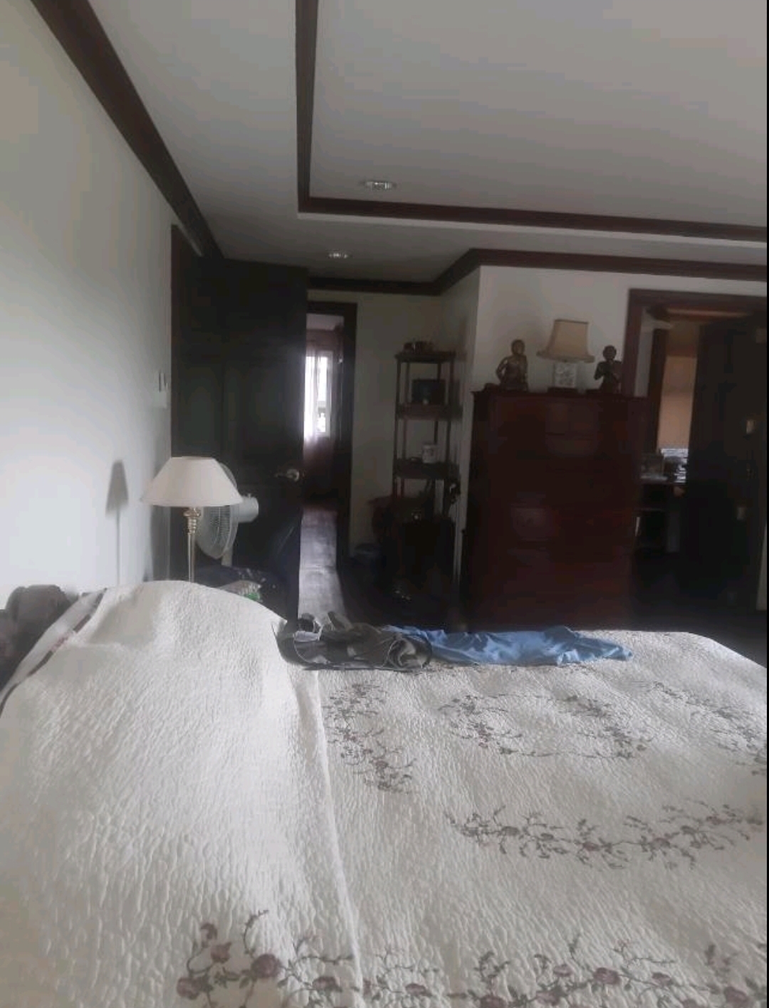 Master bedroom with narra flooring, ceiling fan and walk-in closet access