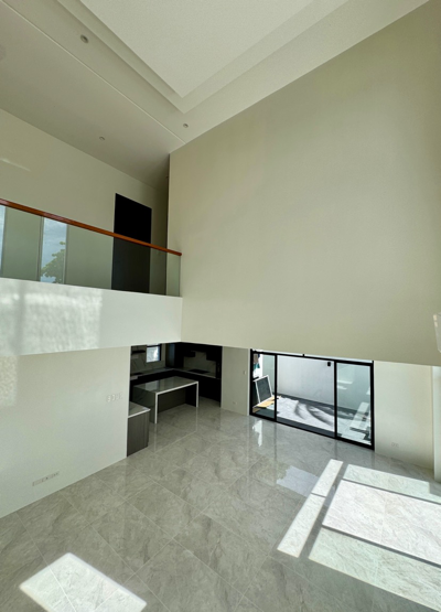 Double-height living area with mezzanine