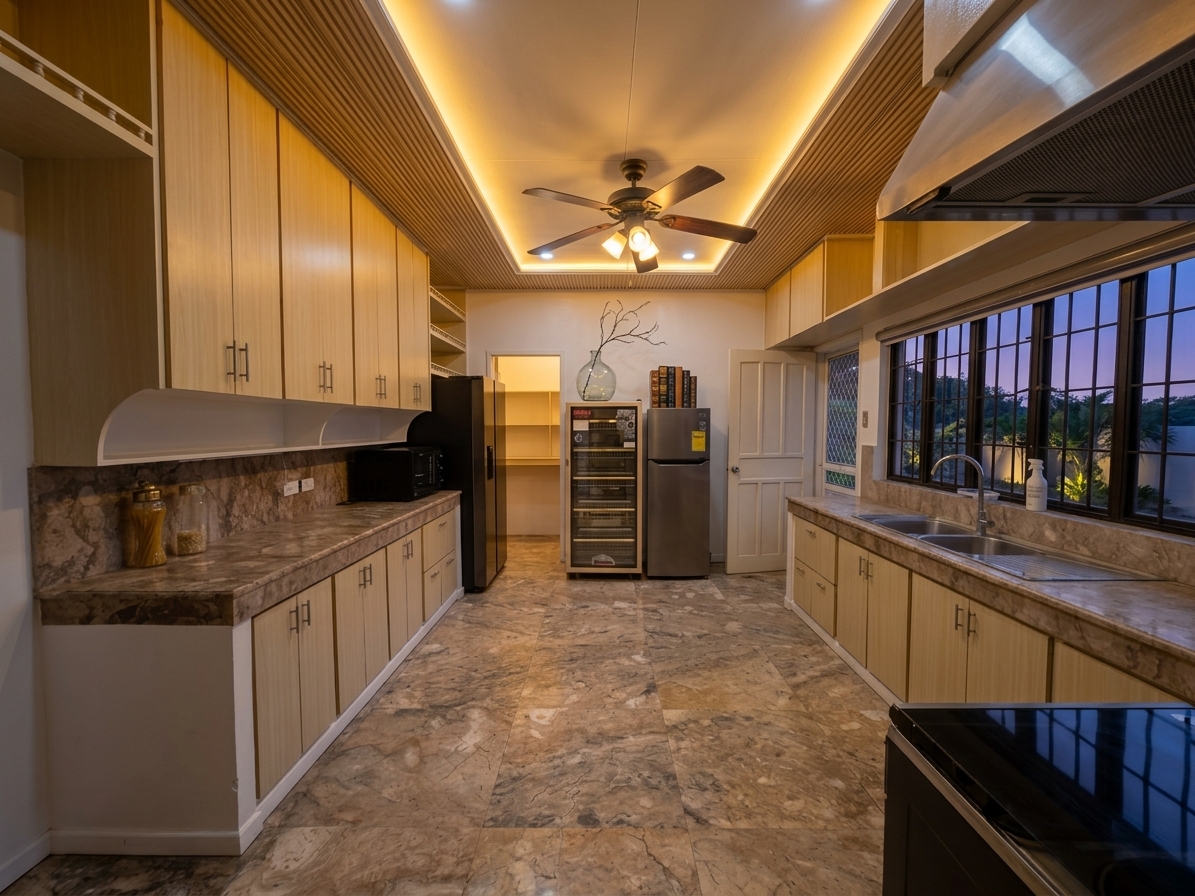 Kitchen with generous cabinetry and pantry storage