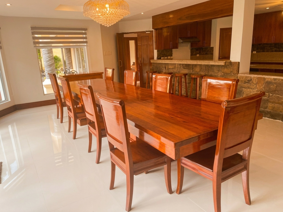 Large dining area beside the open kitchen