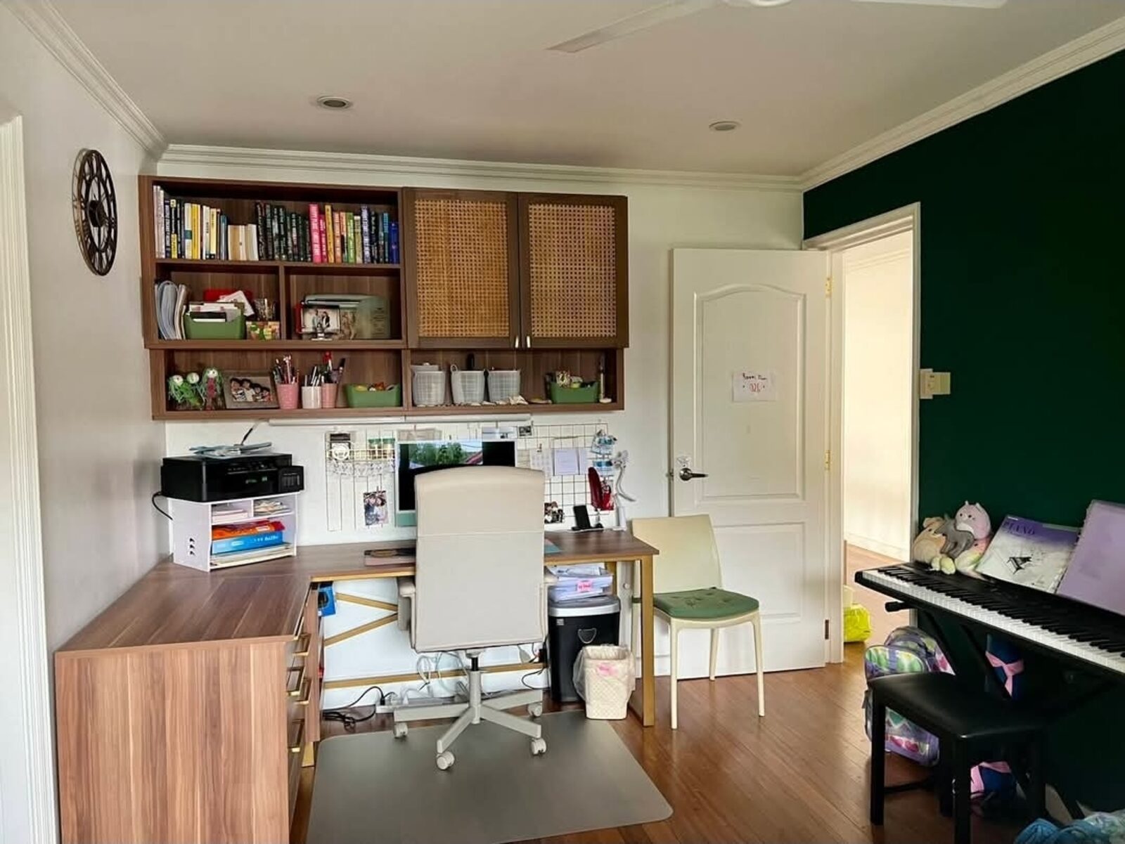 Dedicated home office and study with built-in cabinetry