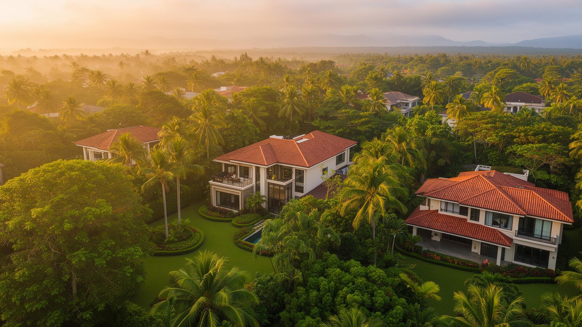 Luxury tropical village aerial view